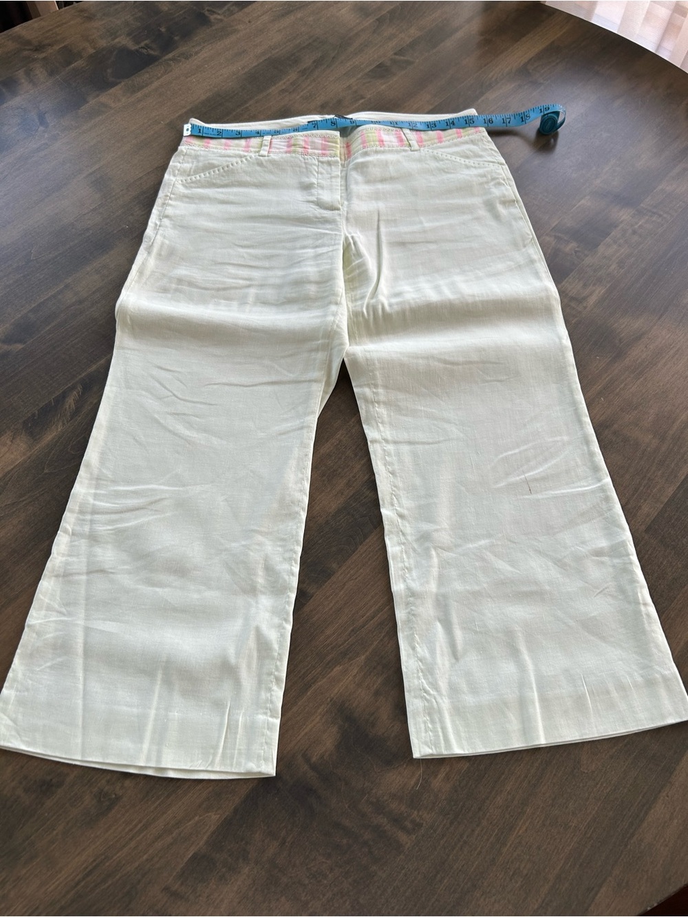 Elie Tahari Light Green Wide-Leg Cropped Pants